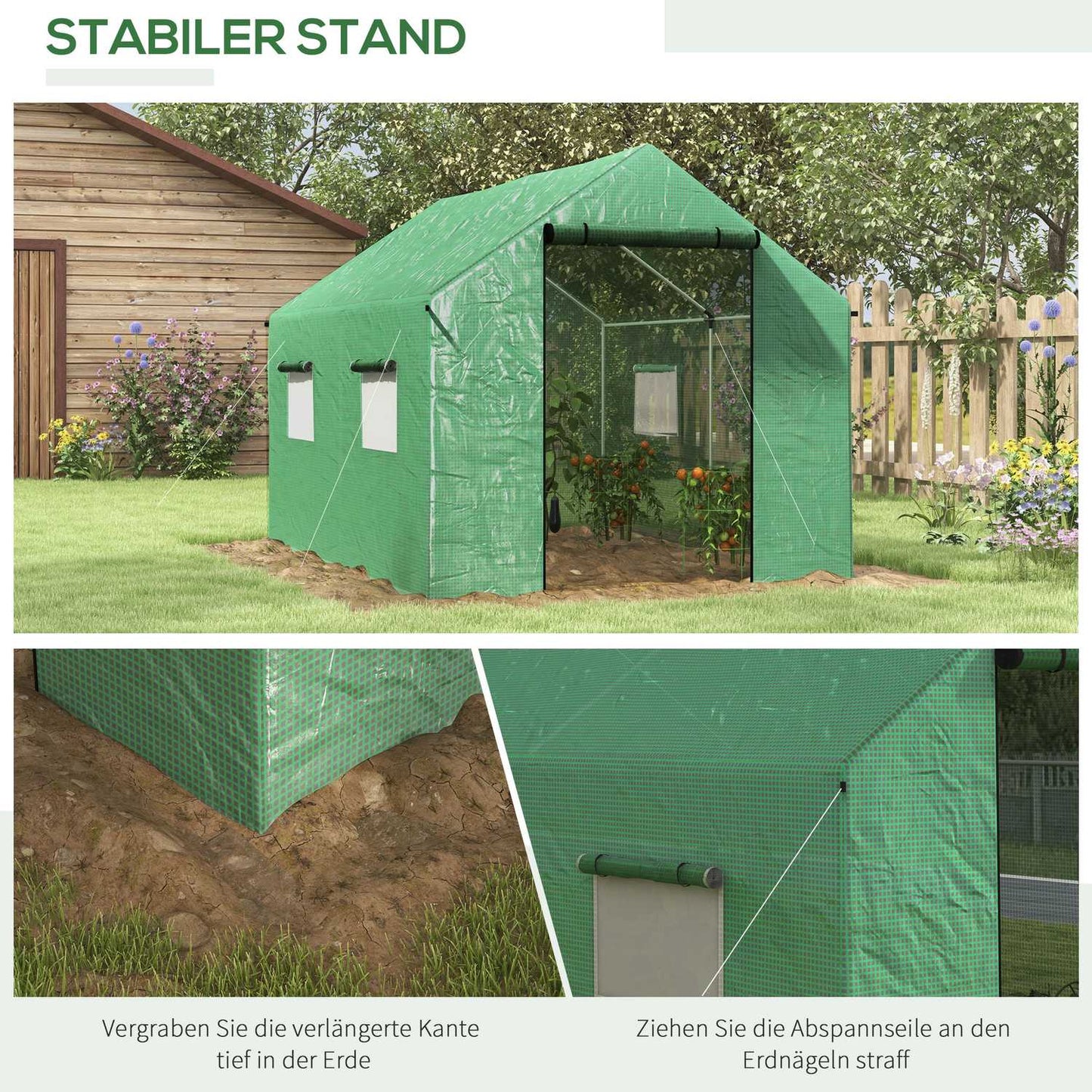 Windproof foil greenhouse 2x3x2m with UV protection