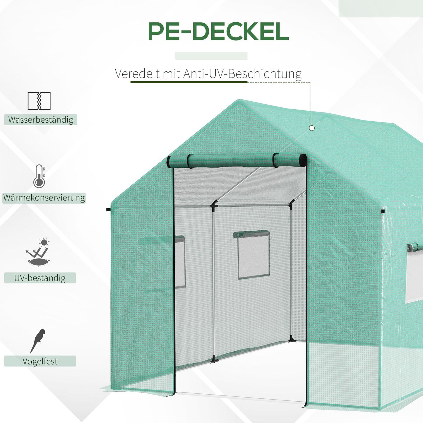 Windproof foil greenhouse 2x3x2m with UV protection