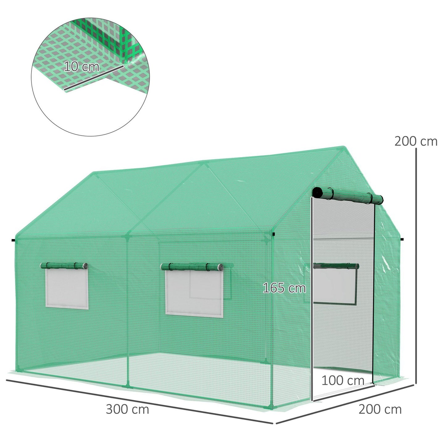 Windproof foil greenhouse 2x3x2m with UV protection