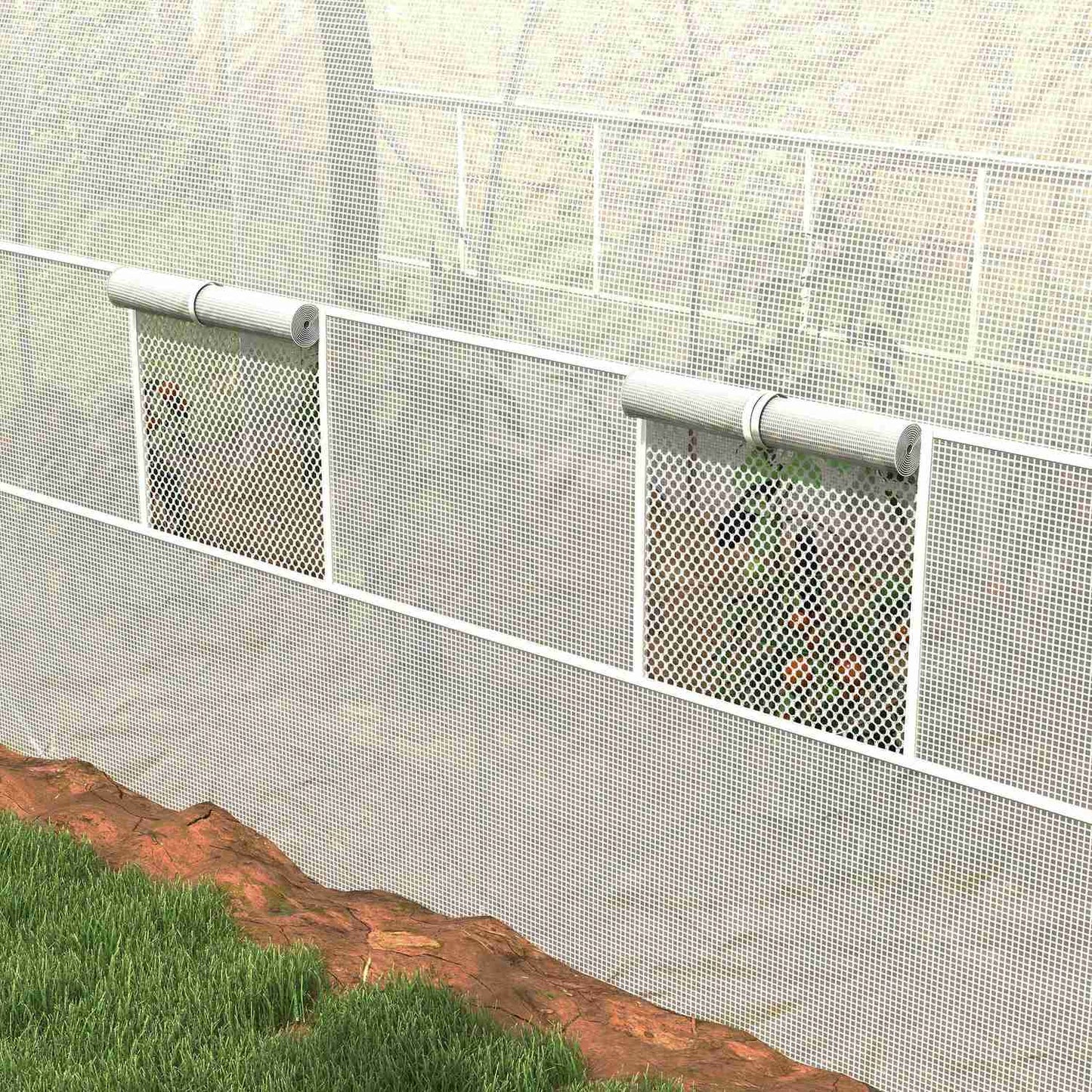 Tunnel greenhouse in galvanized steel, 3.58 x 2.1 m, with roller door
