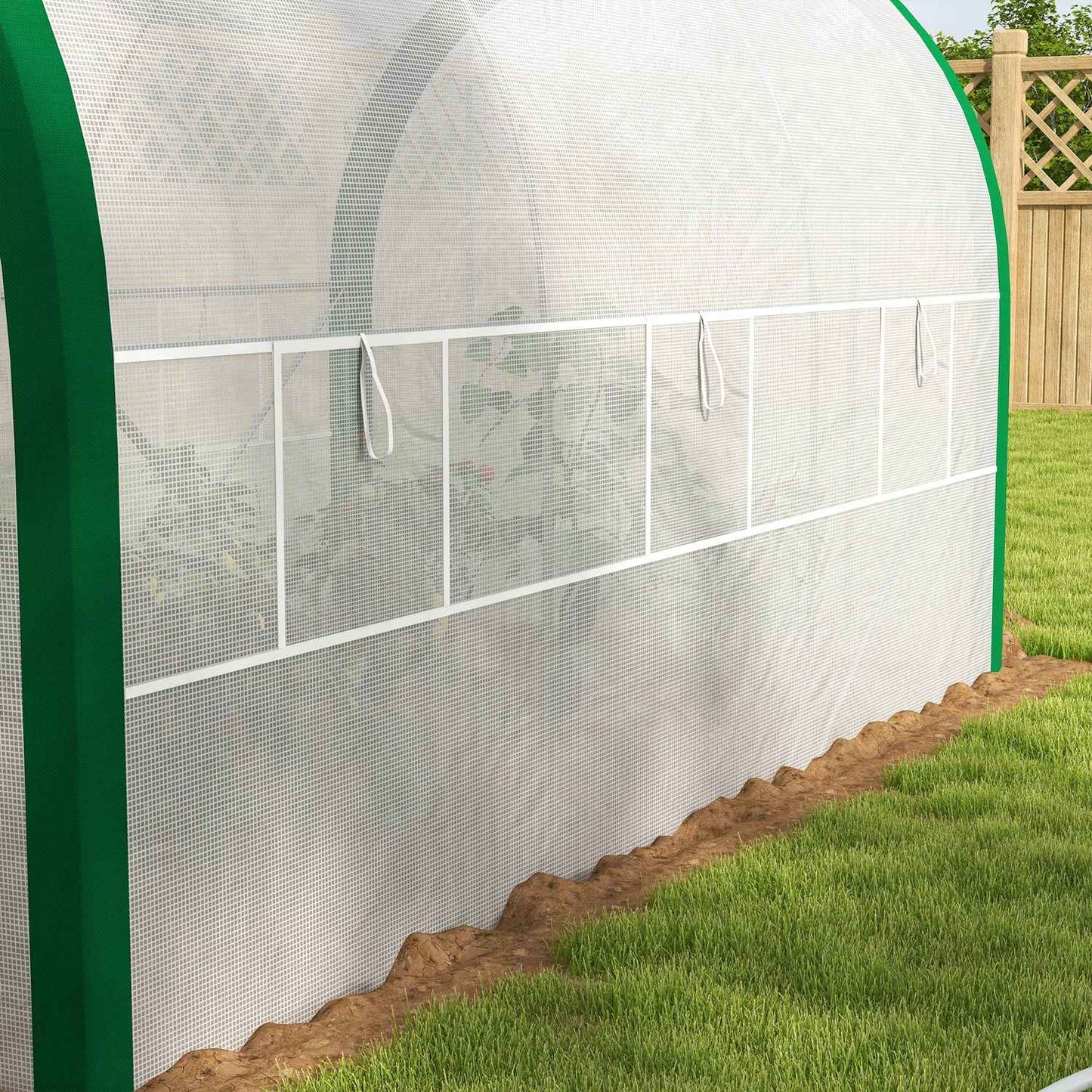 Tunnel greenhouse in galvanized steel, 3.58 x 2.1 m, with roller door