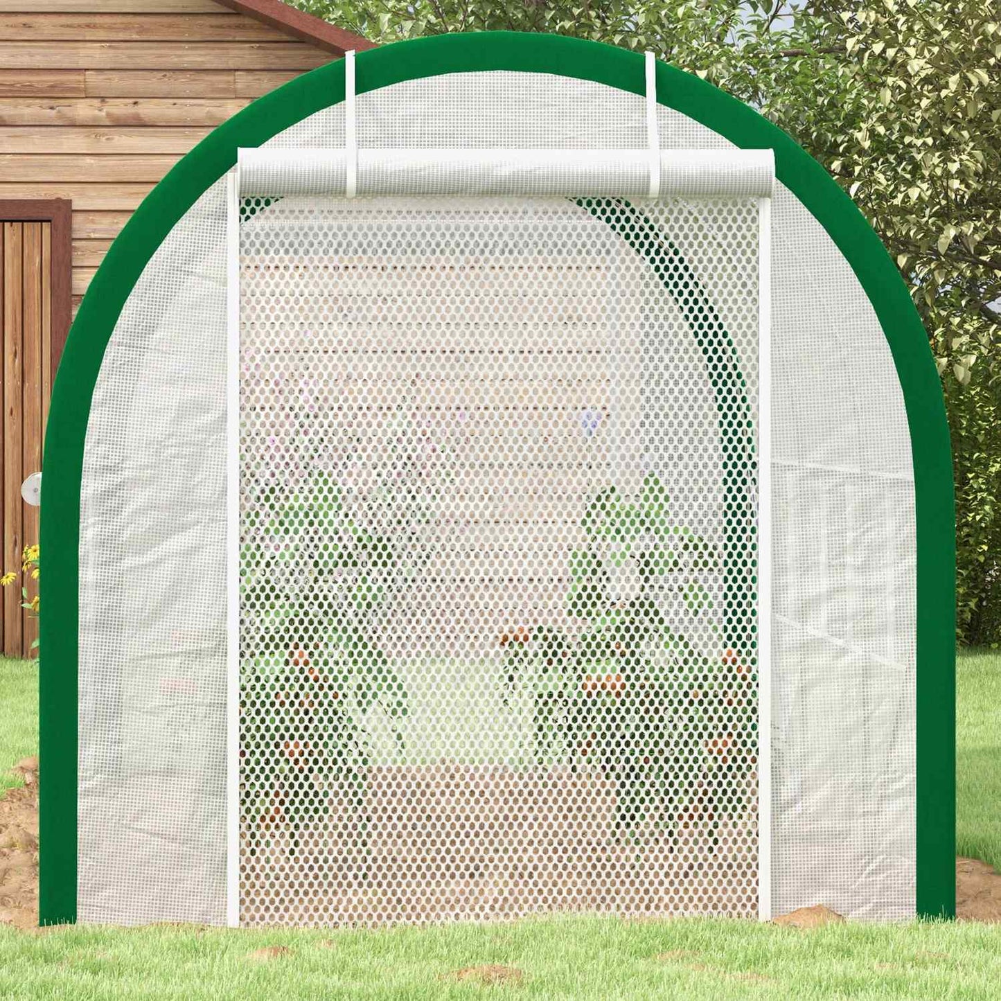 Tunnel greenhouse in galvanized steel, 3.58 x 2.1 m, with roller door