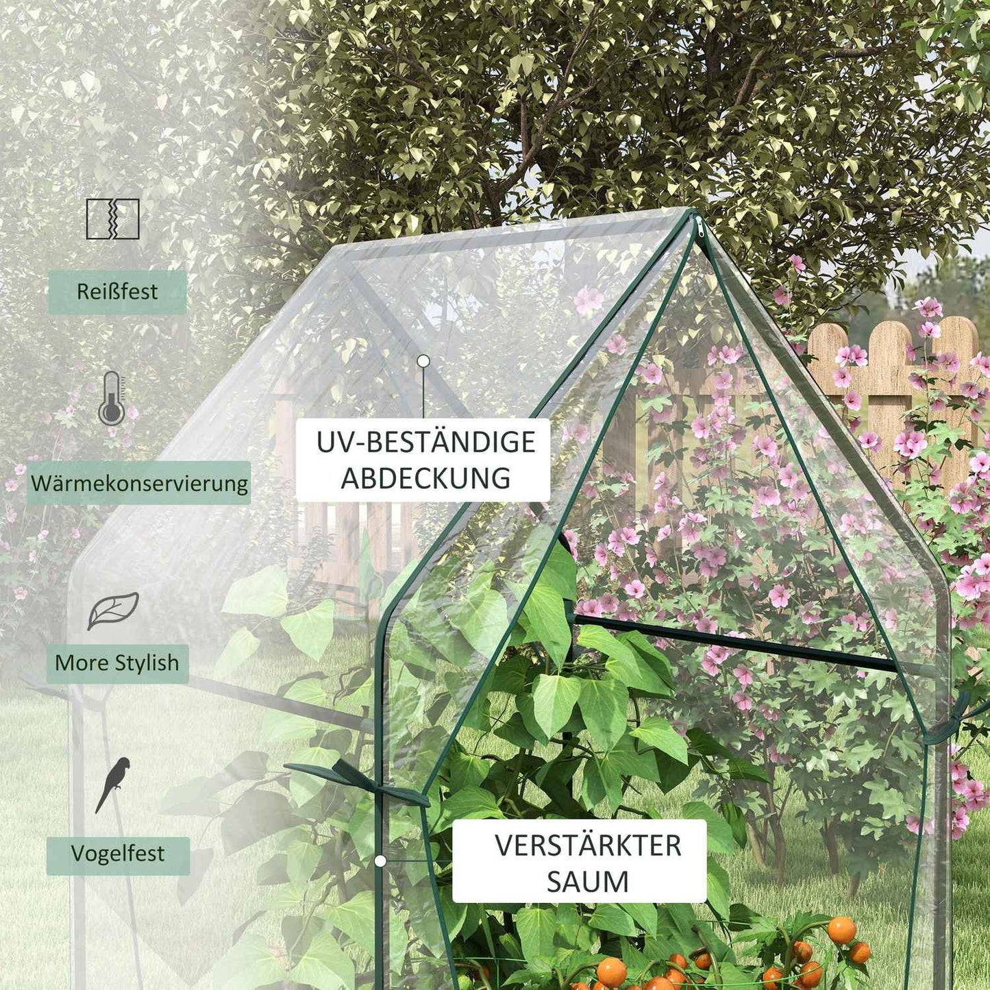 Transparent windproof greenhouse for garden, 90x90x145 cm