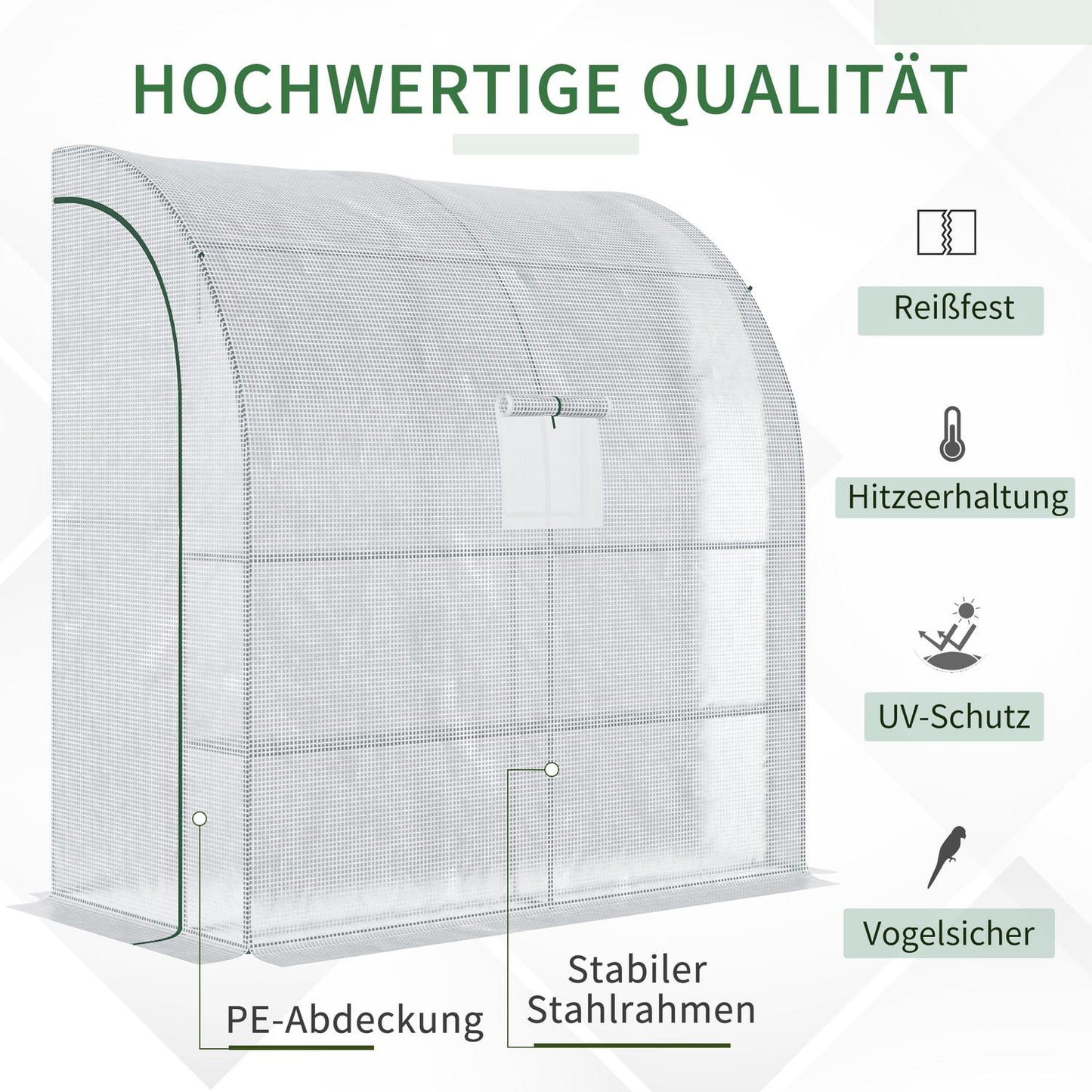 Foil Greenhouse 200x100x215cm, Mesh window & UV protection