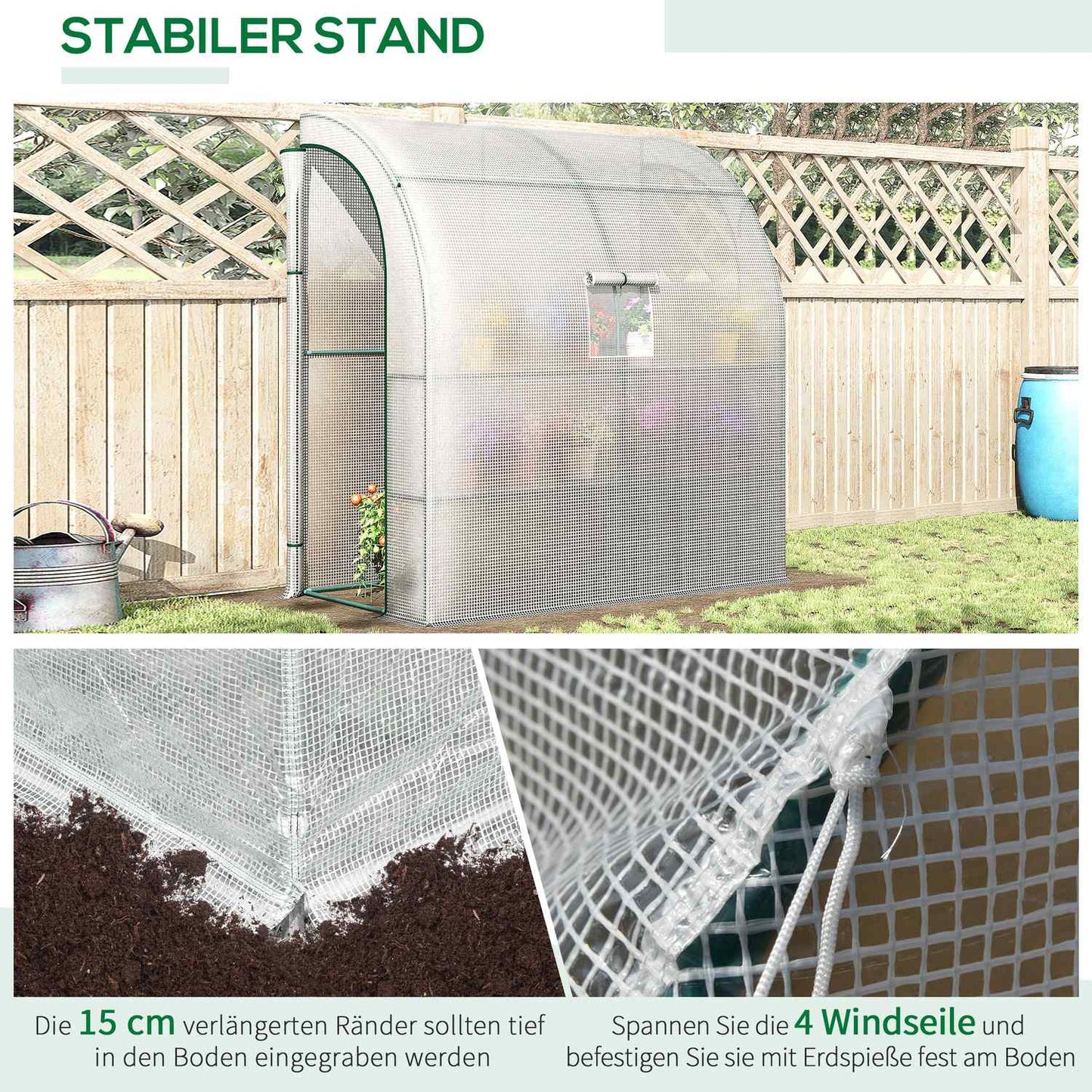 Foil Greenhouse 200x100x215cm, Mesh window & UV protection