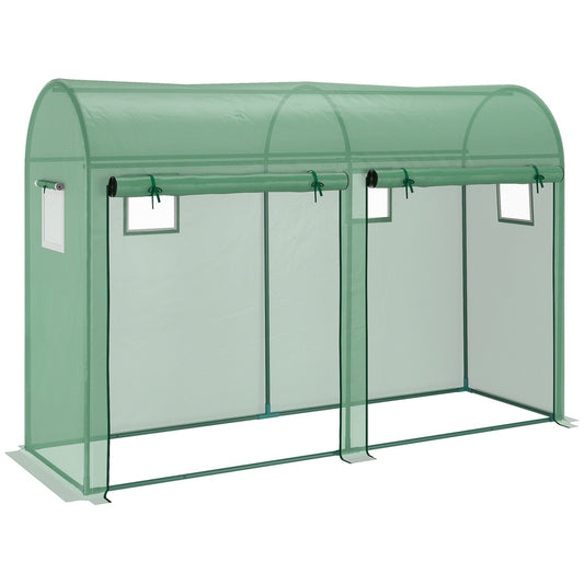 Greenhouse 300x100x200 cm, PE Plastic, Steel frame, 4 windows