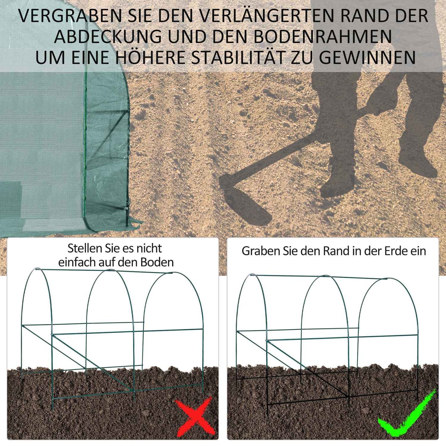 Greenhouse foil tunnel, cold frame with window, 245x200x198 cm