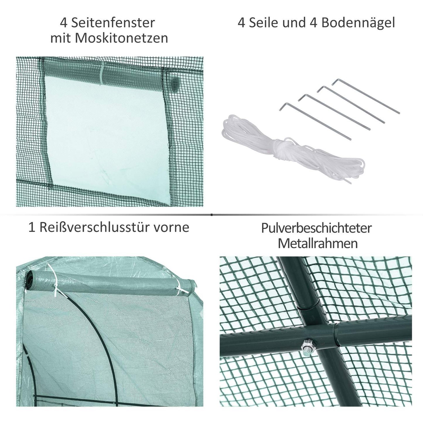 Greenhouse foil tunnel, cold frame with window, 245x200x198 cm