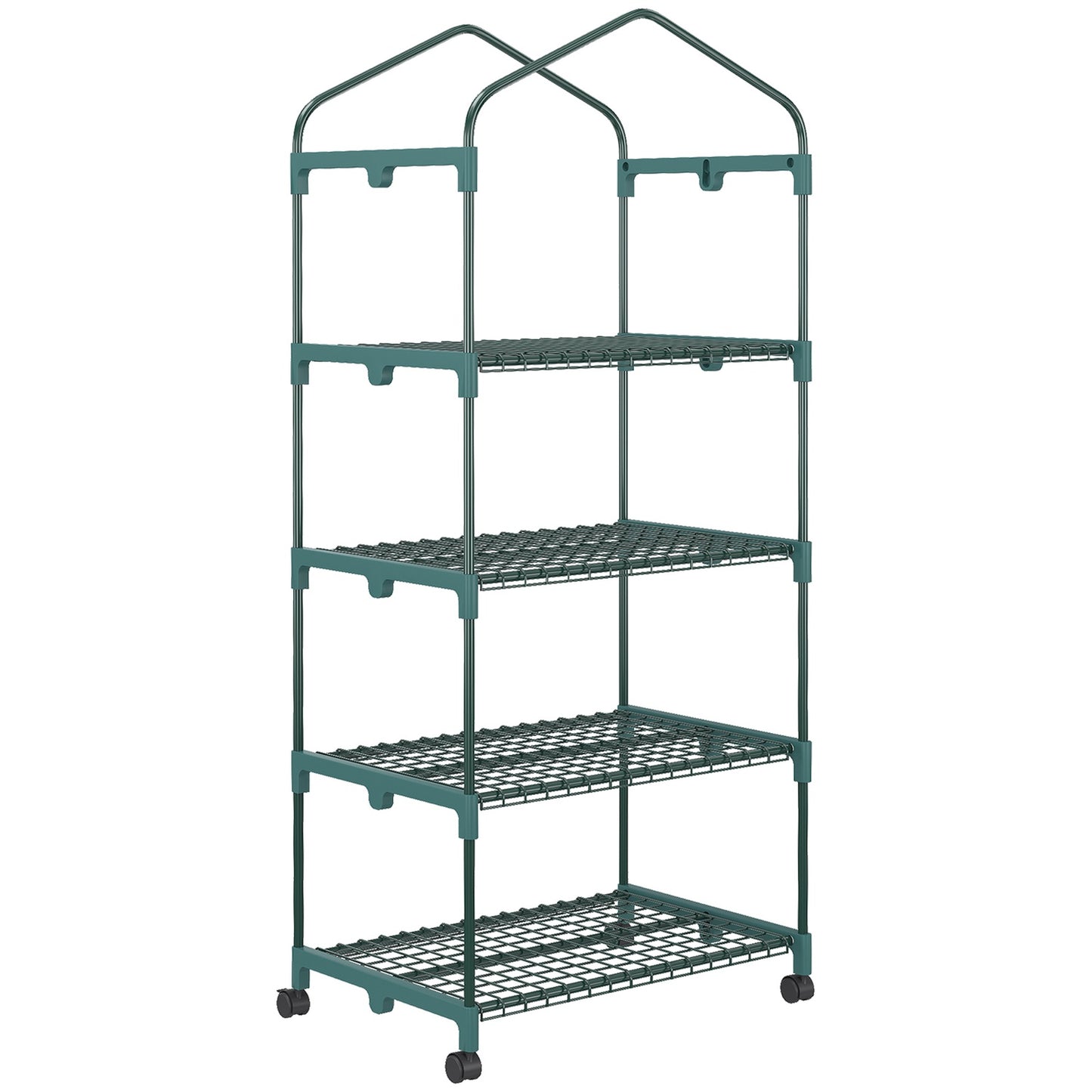 Foil greenhouse with roller and 4 shelves, steel frame, 69x50x165 cm