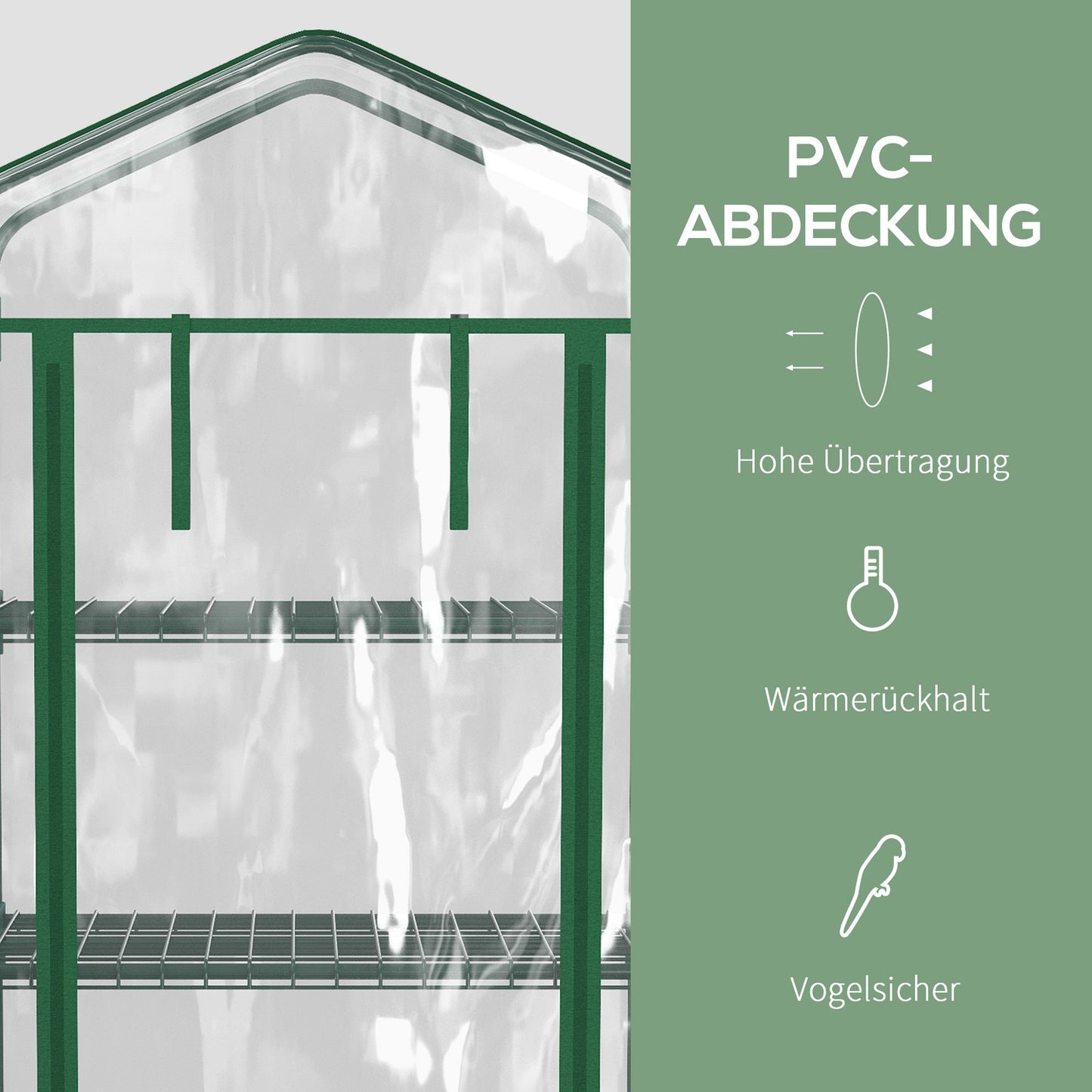 Greenhouse with 4 shelves, Steel frame, 69x50x165 cm