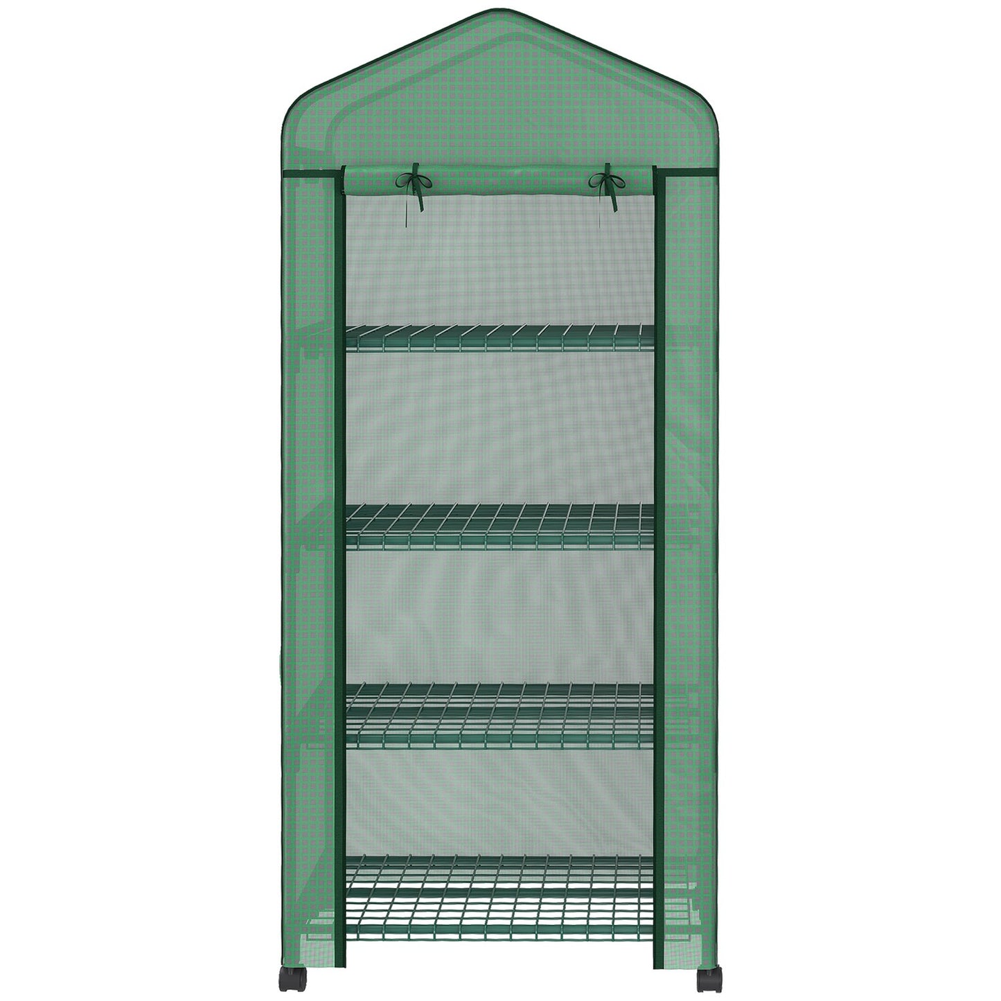 Foil greenhouse with roller and 4 shelves, steel frame, 69x50x165 cm