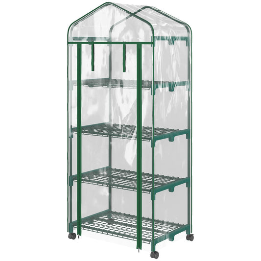 Greenhouse with 4 shelves, Steel frame, 69x50x165 cm
