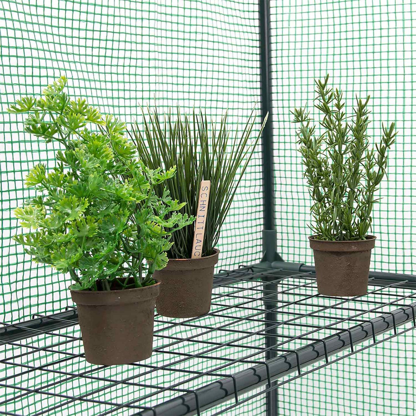 Foil greenhouse with shelves