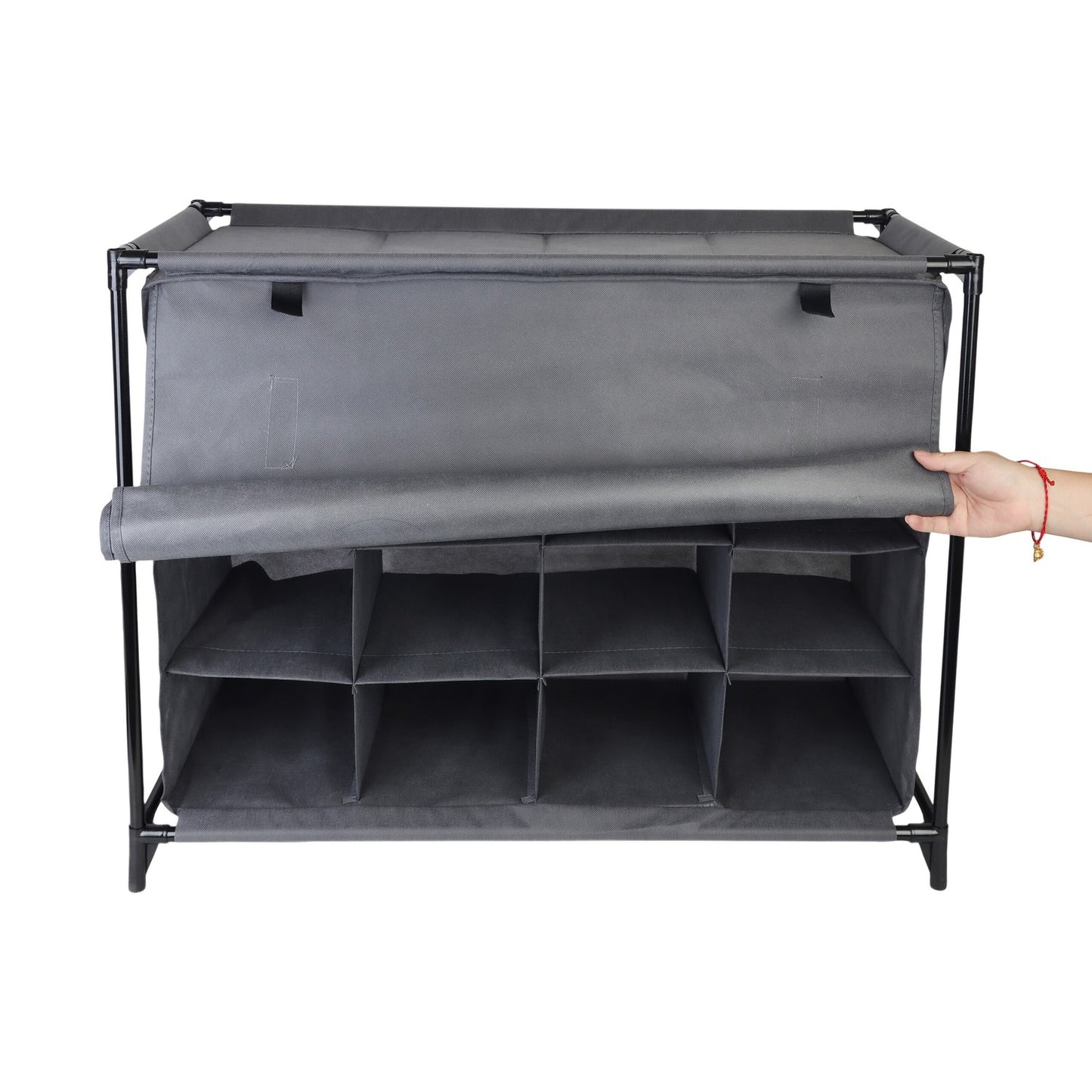 Foldable 16-Section Fabric Shoe Rack for Camping
