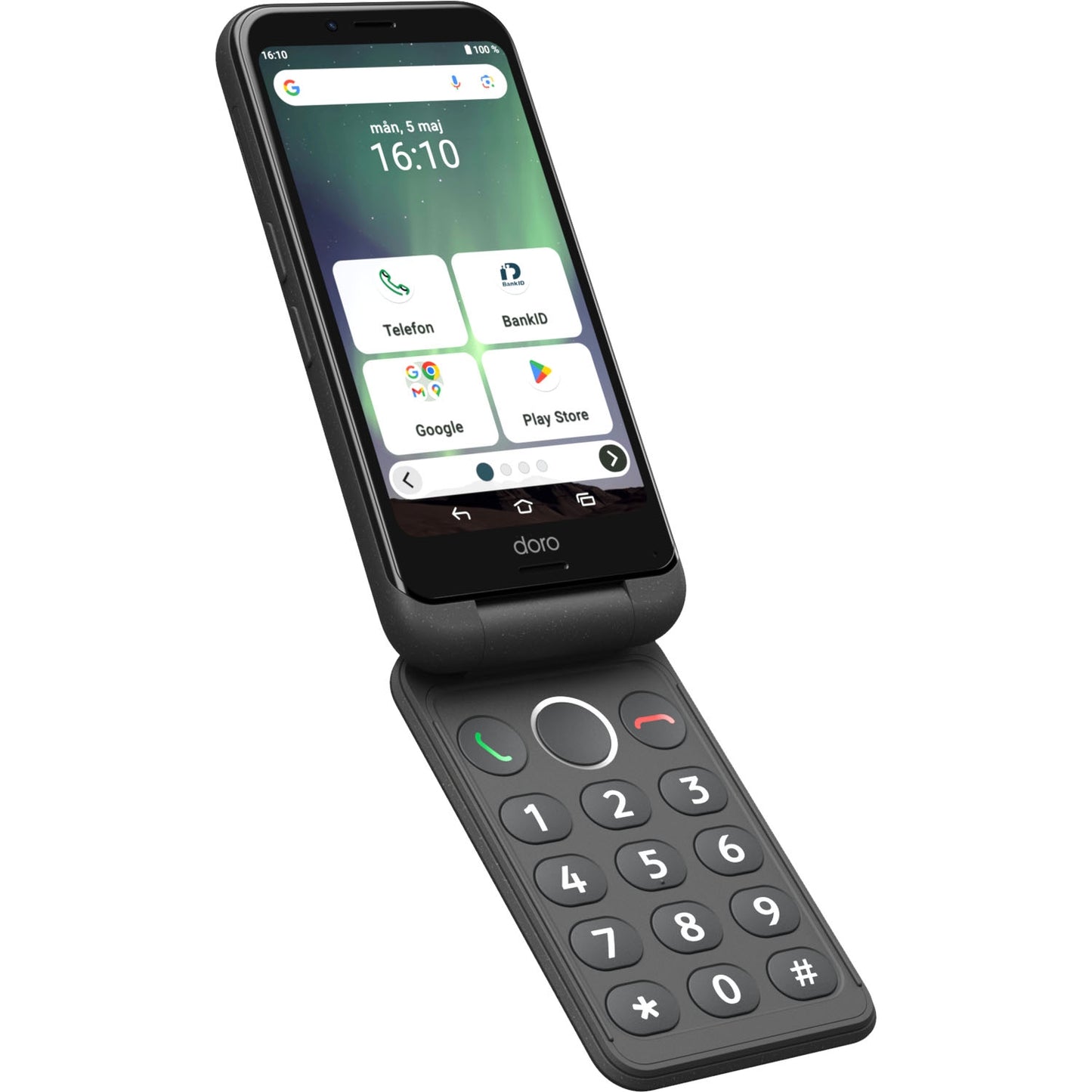 Foldable 4G Smartphone with Backlit Keypad, Gray