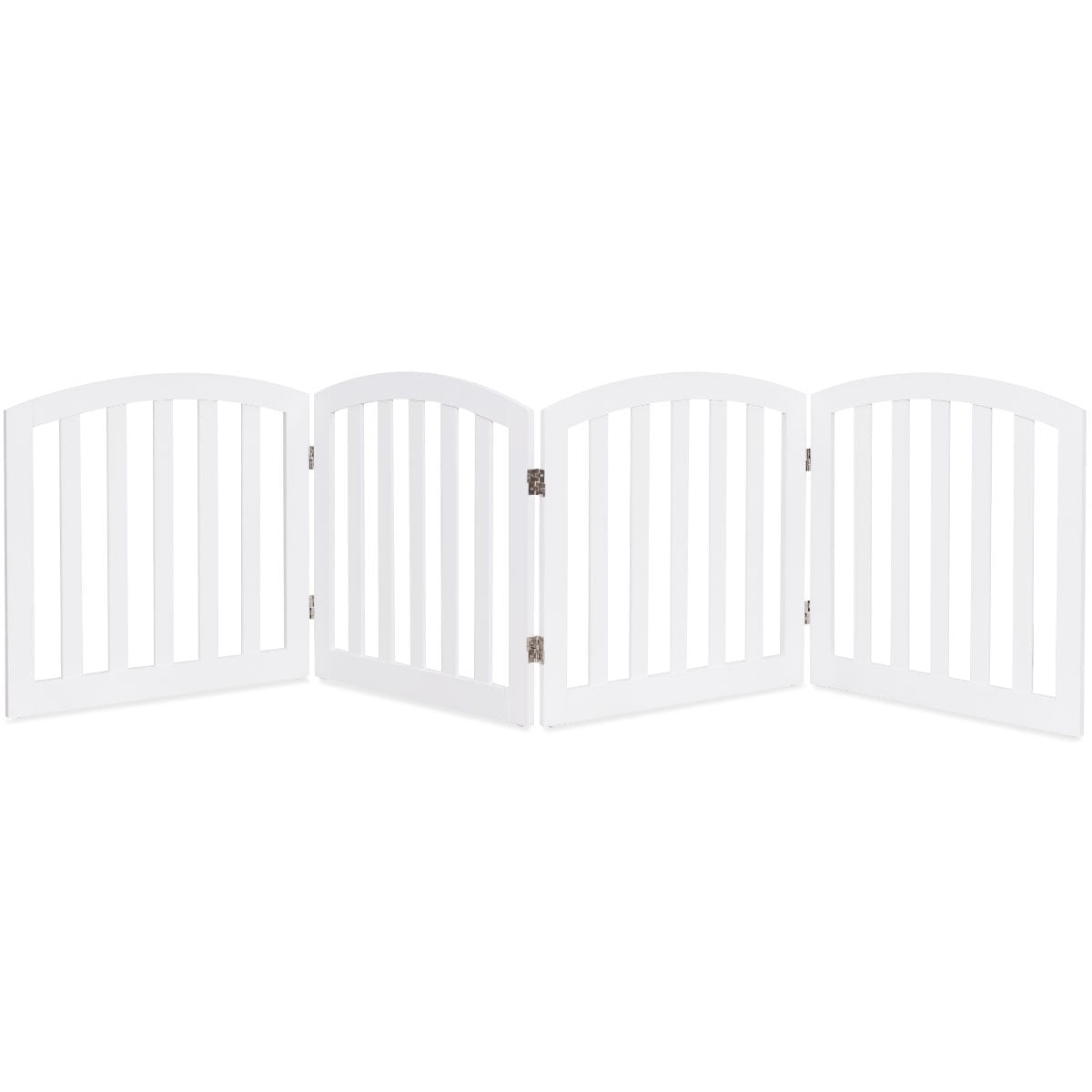 Foldable 4-Panel Pet Gate, MDF Wood, White