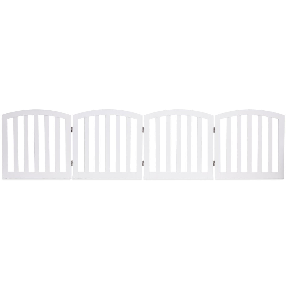 Foldable 4-Panel Pet Gate, MDF Wood, White