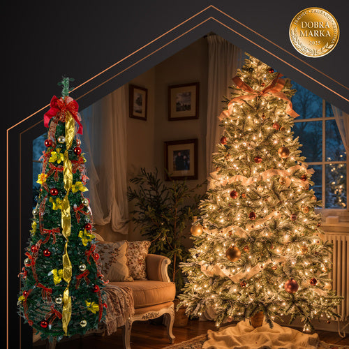 Foldable 6ft Artificial Christmas Tree with Decorations