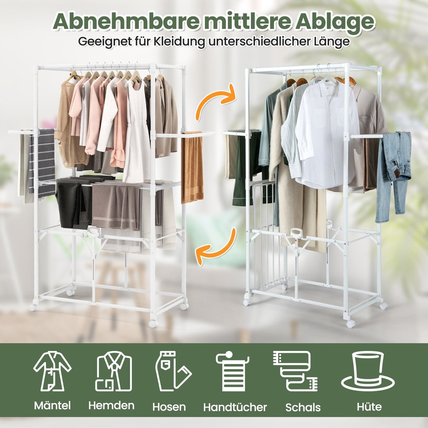 Foldable Aluminum Clothes Drying Rack with Wheels