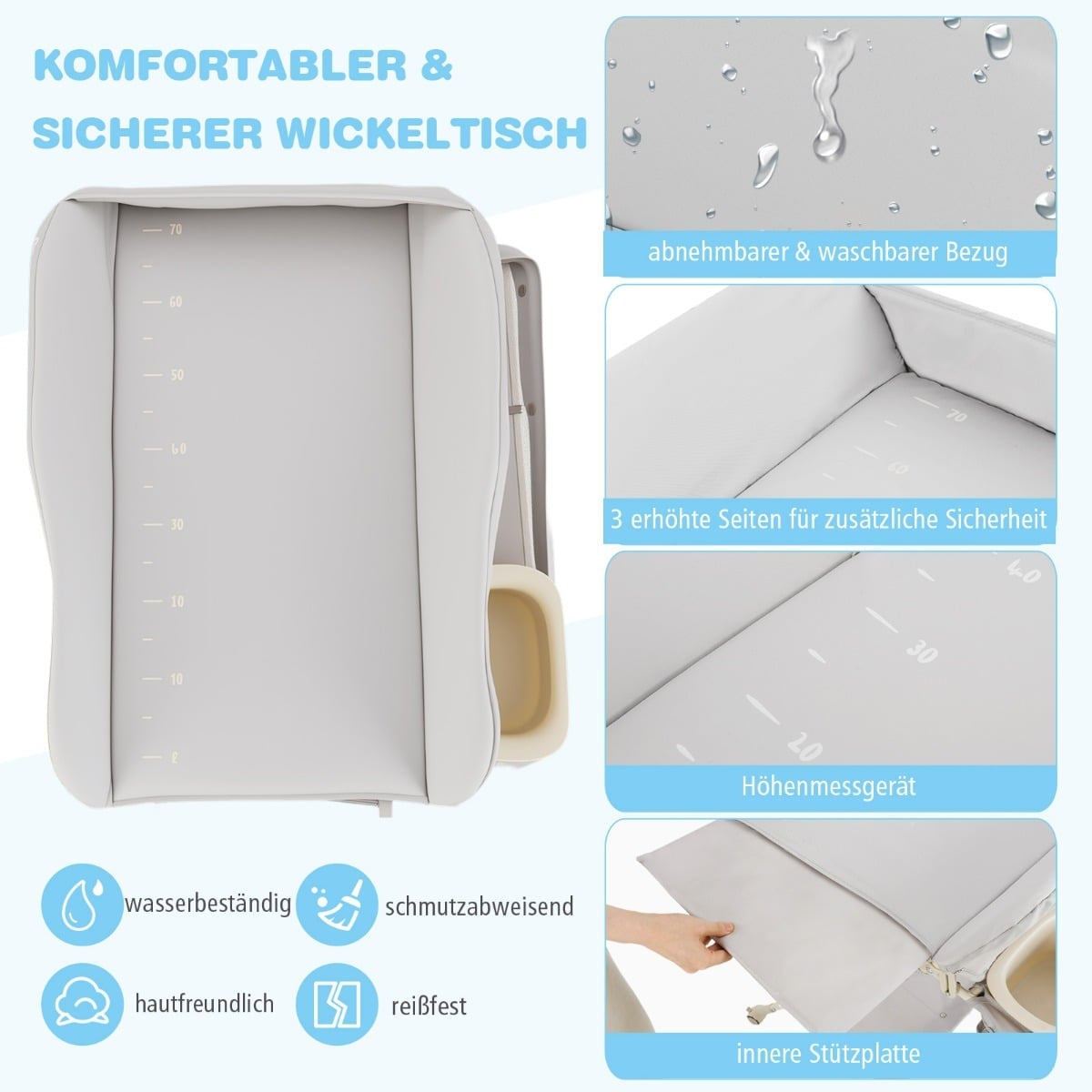 Foldable Baby Changing Table with Storage and Wash Basin