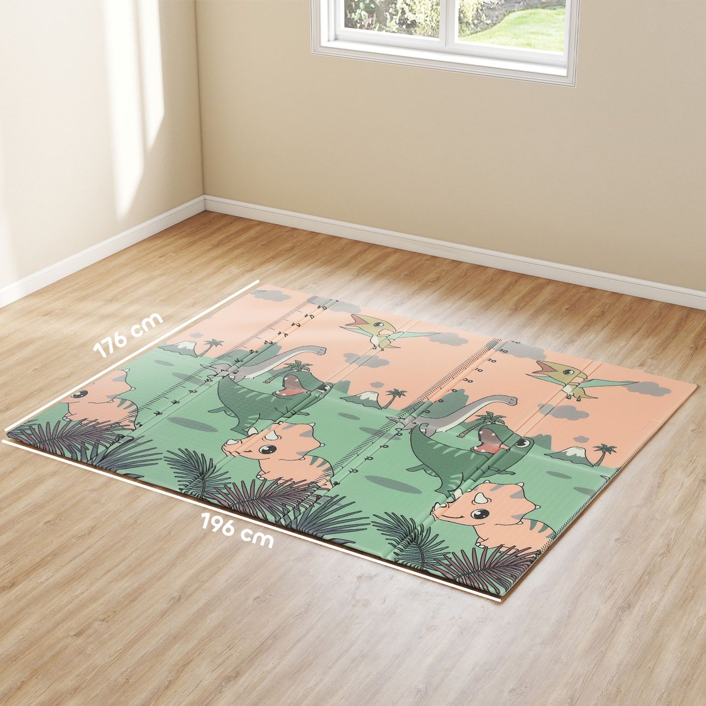 Foldable Baby Play Mat, Double-Sided, 196x176 cm, Multicolor