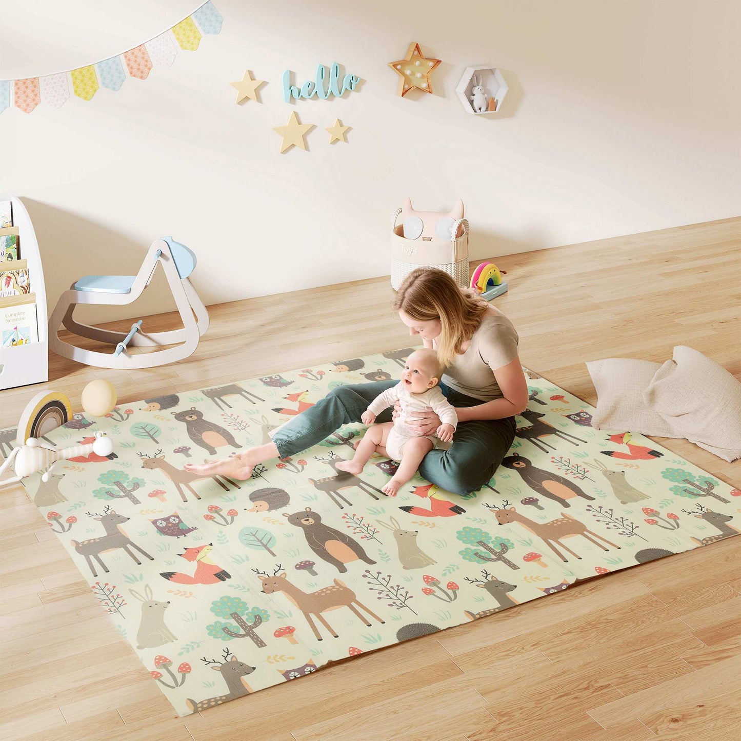 Foldable Baby Play Mat, Double-Sided, 196x176x1.5 cm