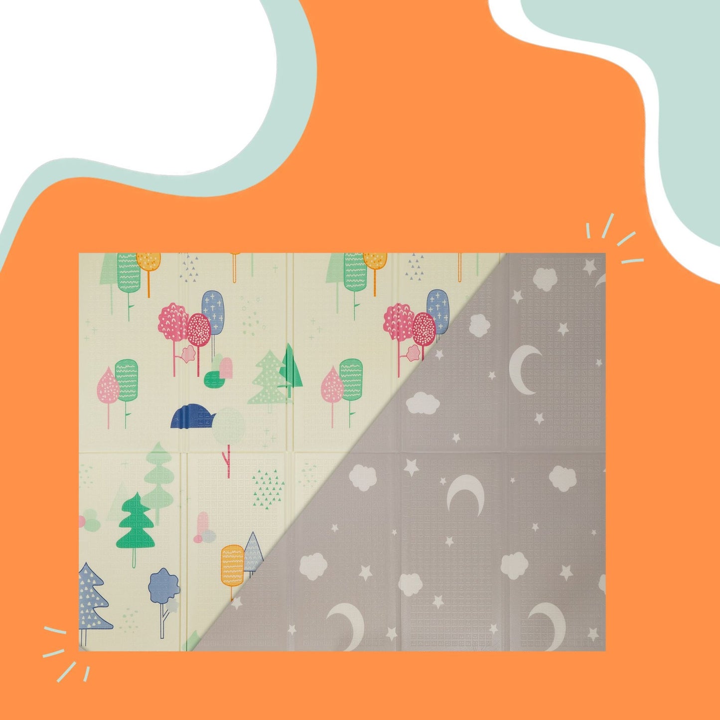 Foldable Baby Play Mat – Suns and Moons Design