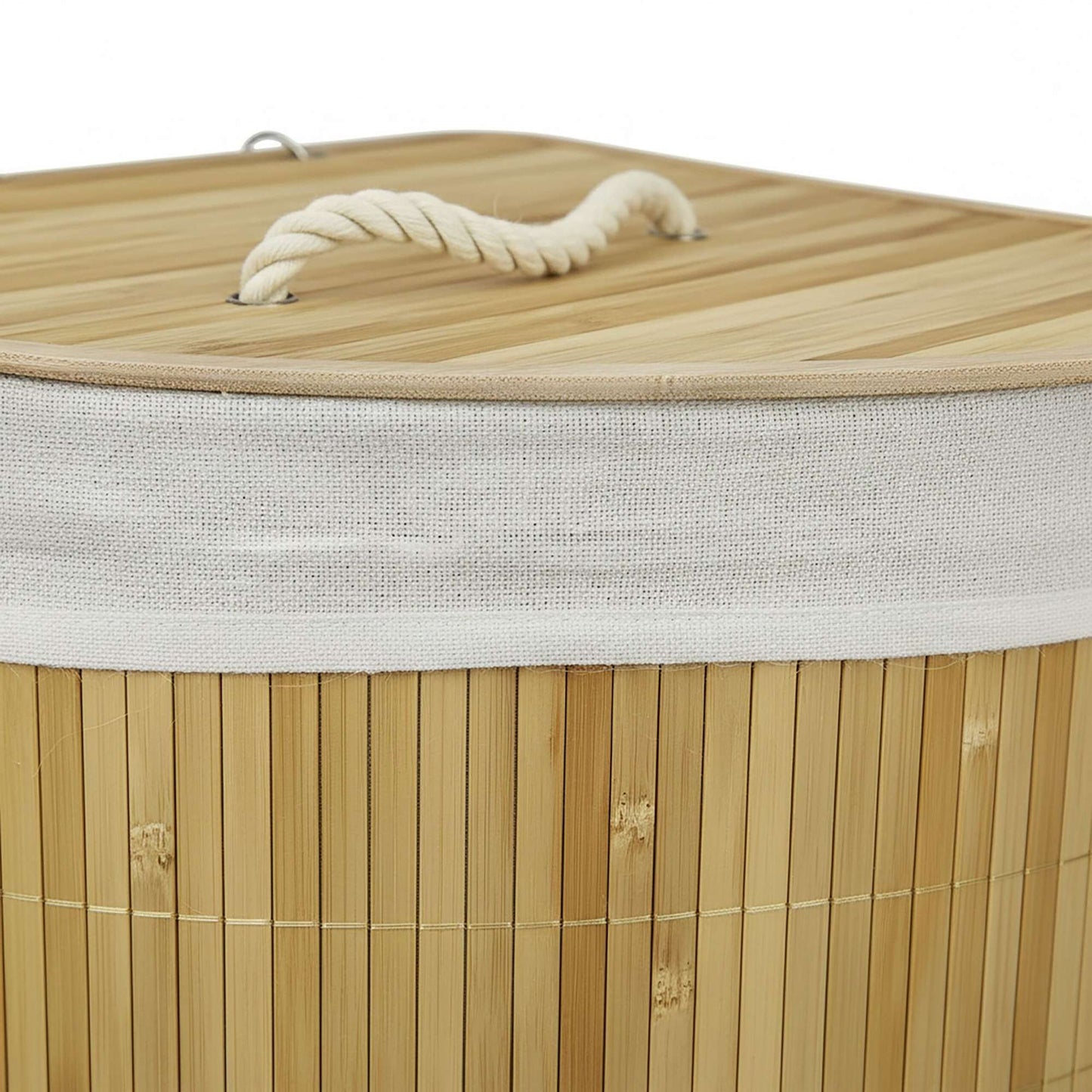 Foldable Bamboo Corner Laundry Bin with Lid