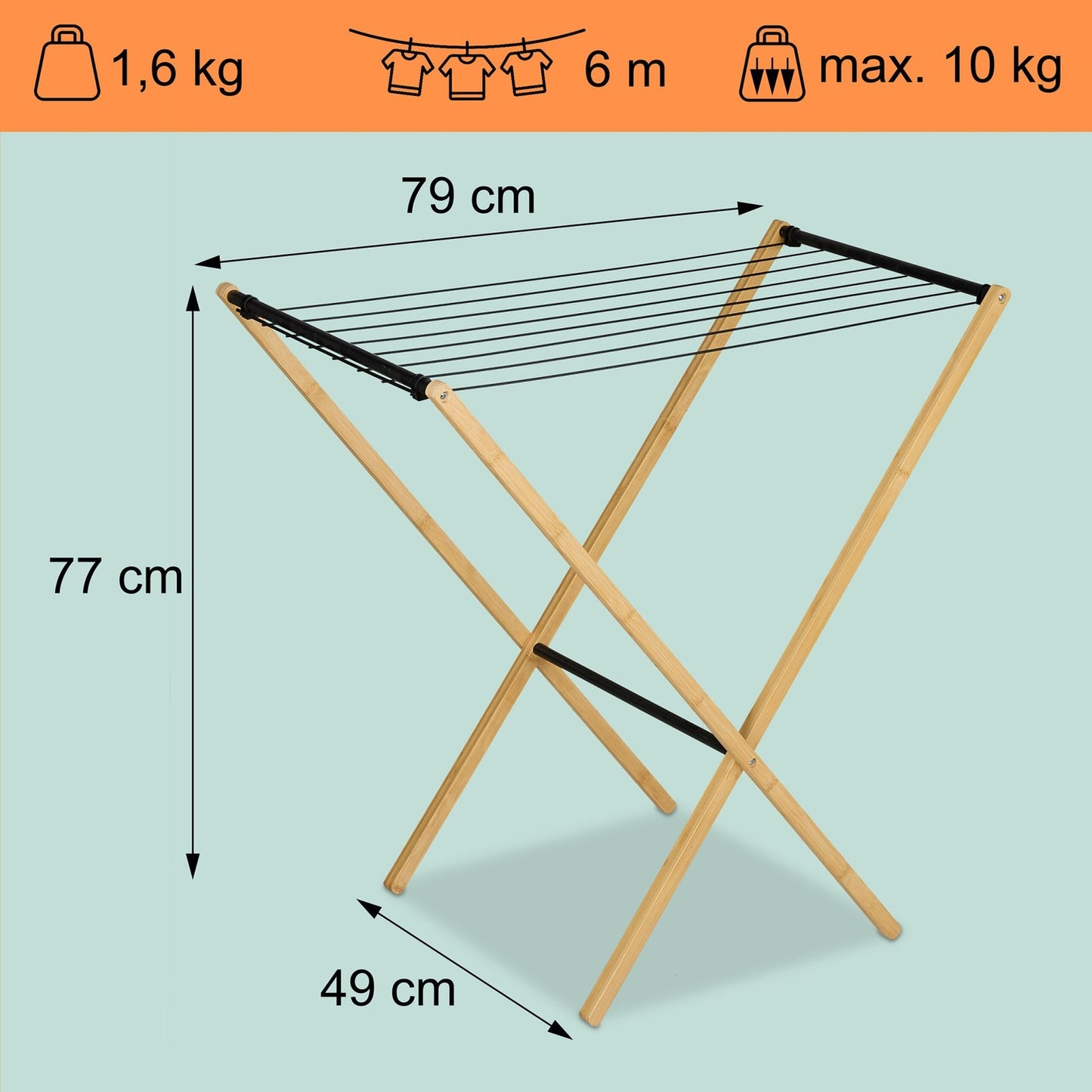 Foldable Bamboo Metal Laundry Rack – Space-Saving Dryer