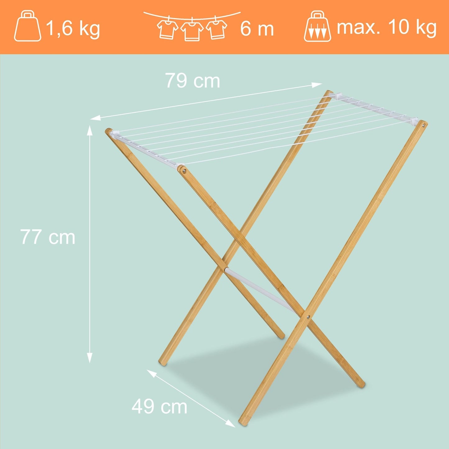 Foldable Bamboo Metal Laundry Rack – Space-Saving Dryer