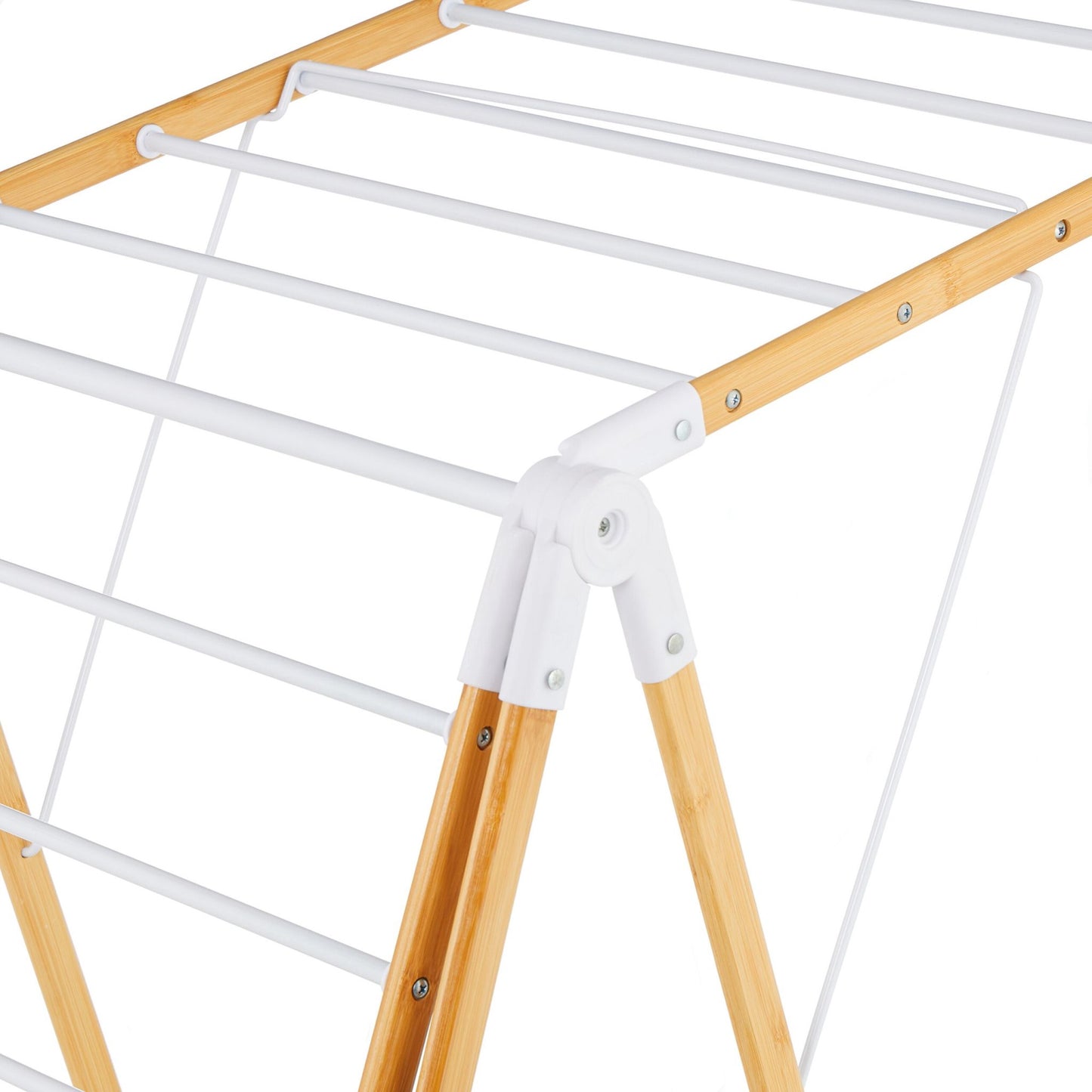 Foldable Bamboo & Metal Laundry Rack with Wings