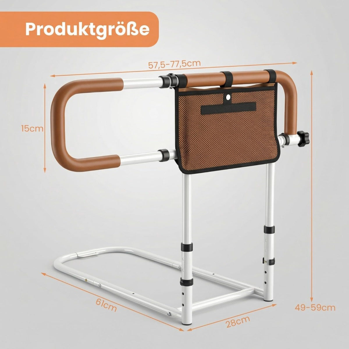 Foldable Bed Rail for Seniors, Adjustable Width & Height
