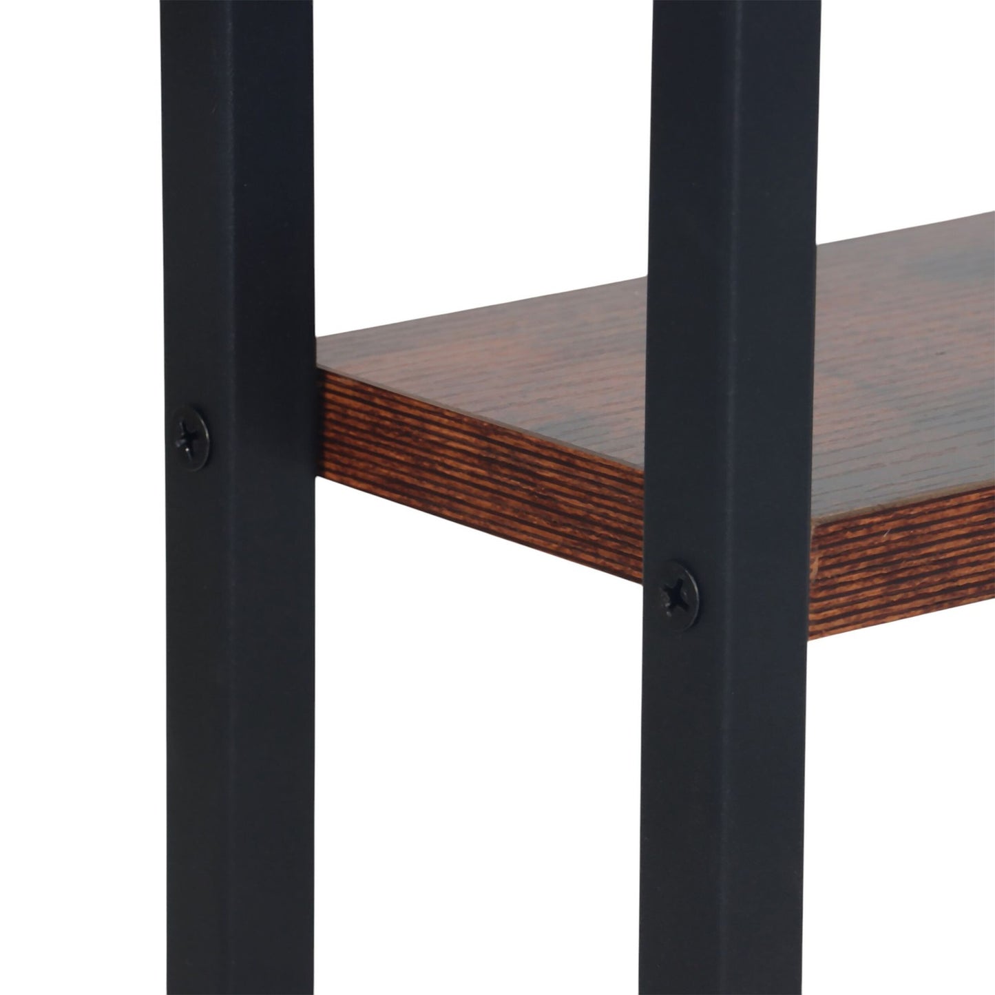 Foldable C-Shaped Side Table, Wood-Effect, Black Frame