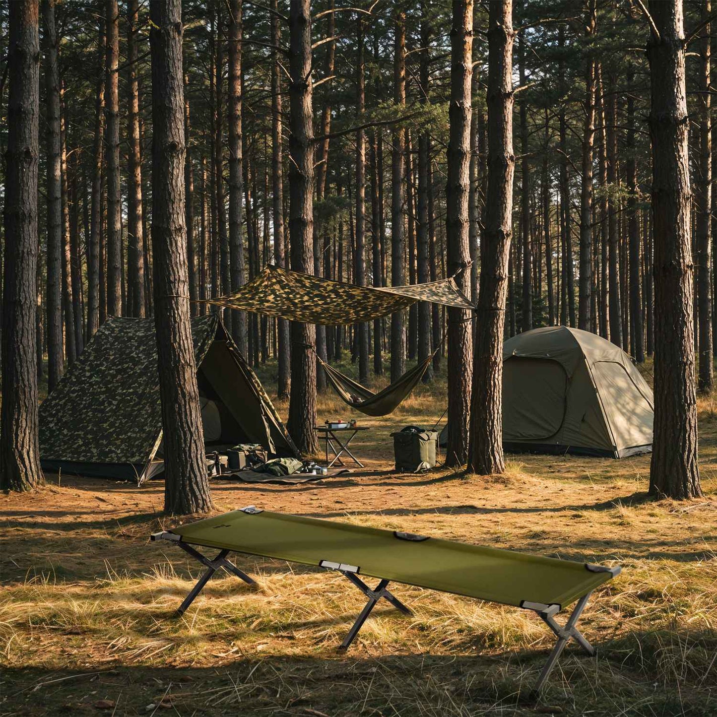 Foldable Camp Bed, Green, 200 cm