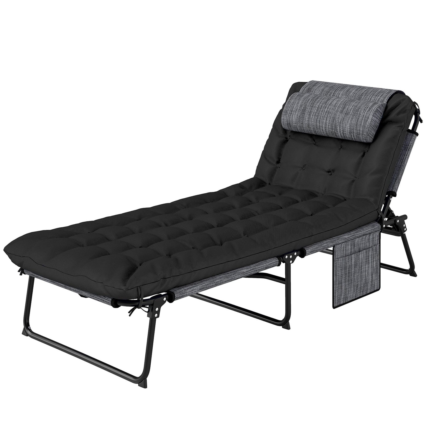 Foldable Camping Bed with Adjustable Backrest and Pillow