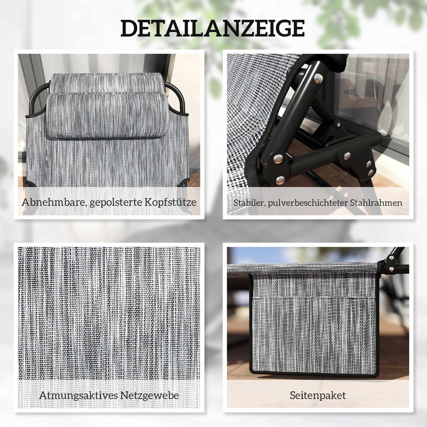 Foldable Camping Bed with Adjustable Backrest and Pillow