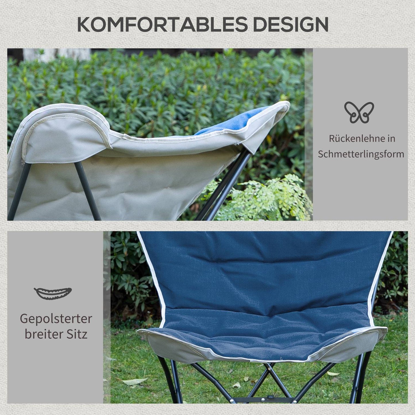 Folding camping chair, 120 kg load, easily portable