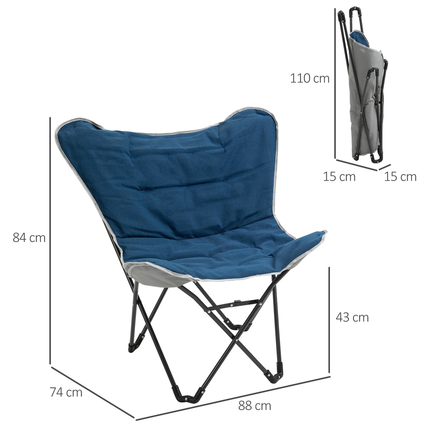 Folding camping chair, 120 kg load, easily portable