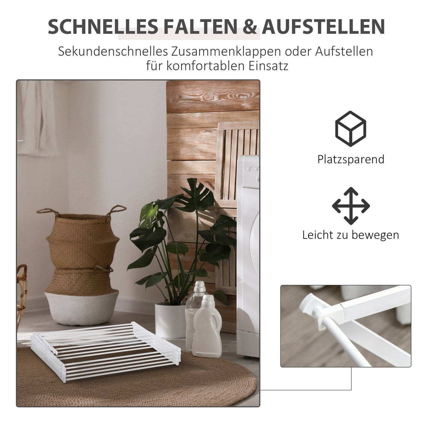 Foldable Tower Clothes Airer, 8 levels, white 74x35x144 cm