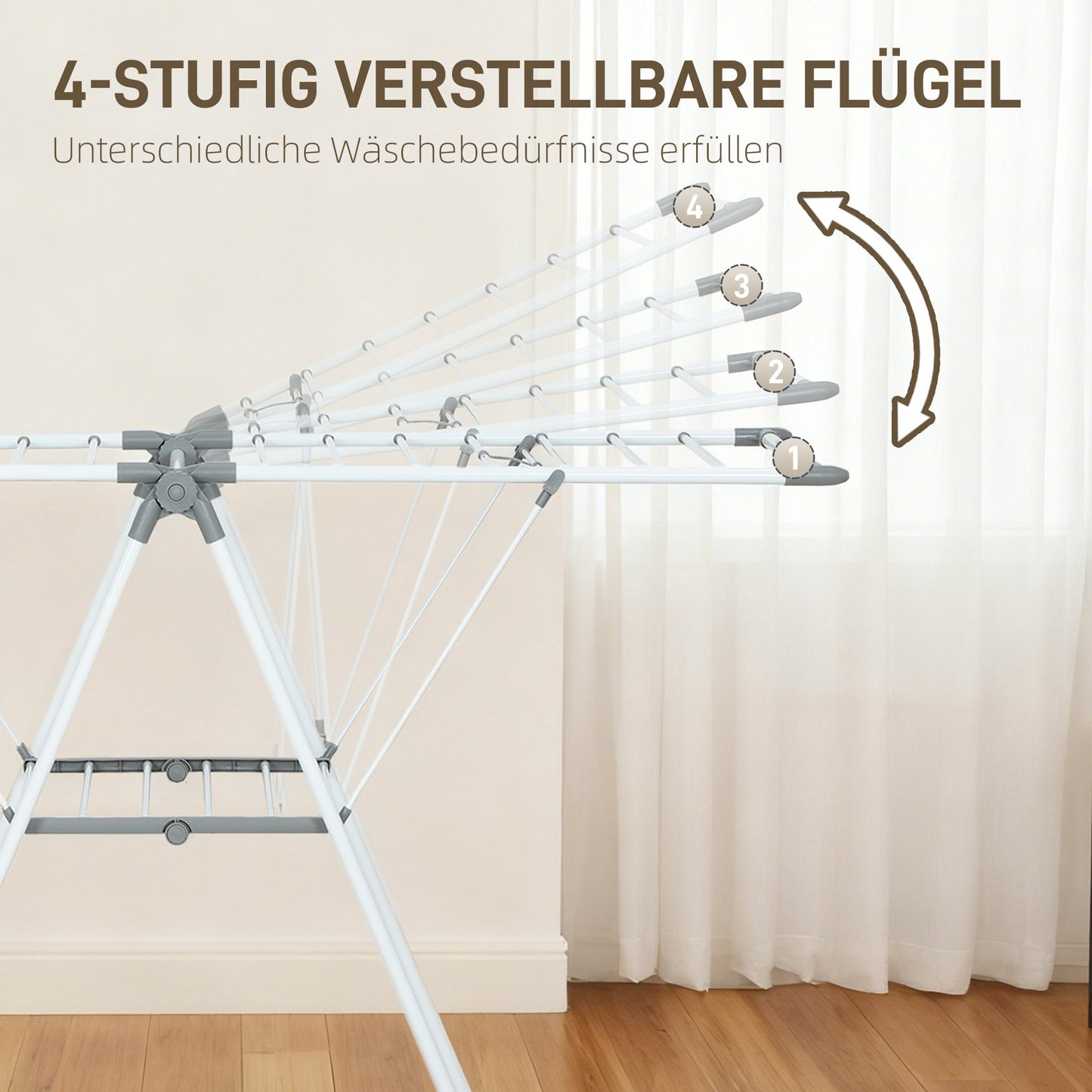 Foldable Clothes Drying Rack, 2-Tier, Adjustable Wings, Metal