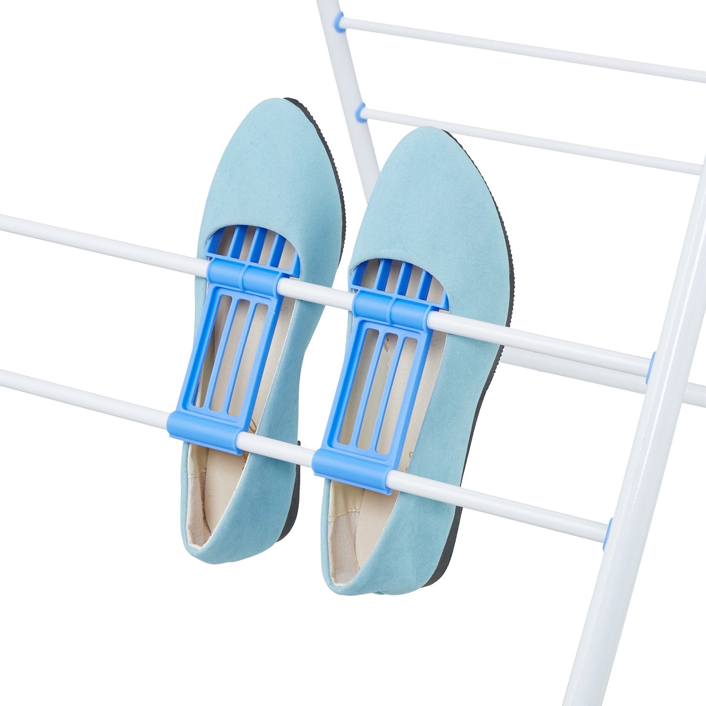 Foldable Clothes Drying Rack with 2 Wings & Shoe Holders