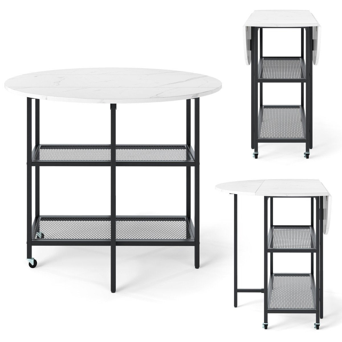 Foldable Dining Table, Marble Look, Seats 2-4, Mobile