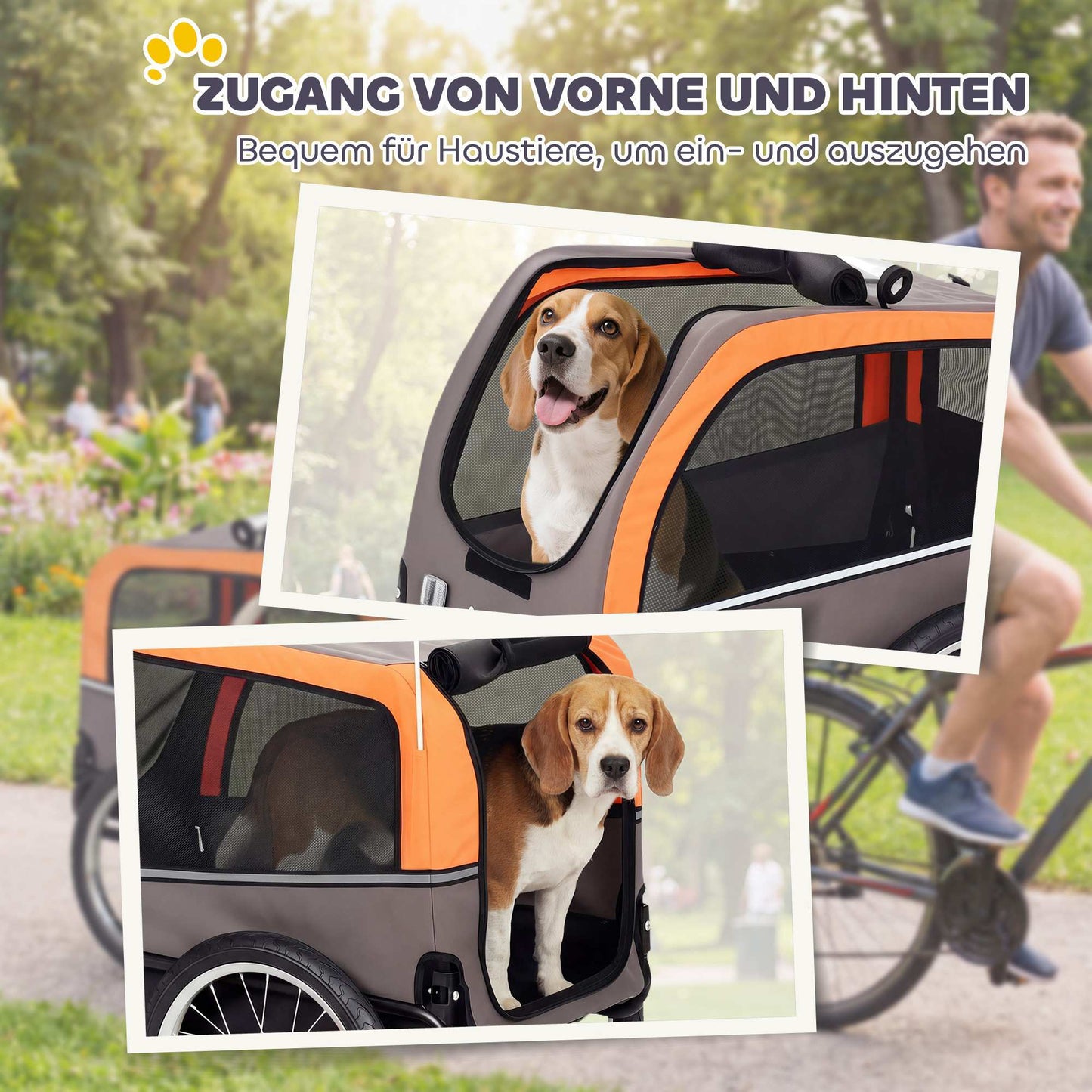 Foldable Dog Bike Trailer with Reflectors for Small Dogs