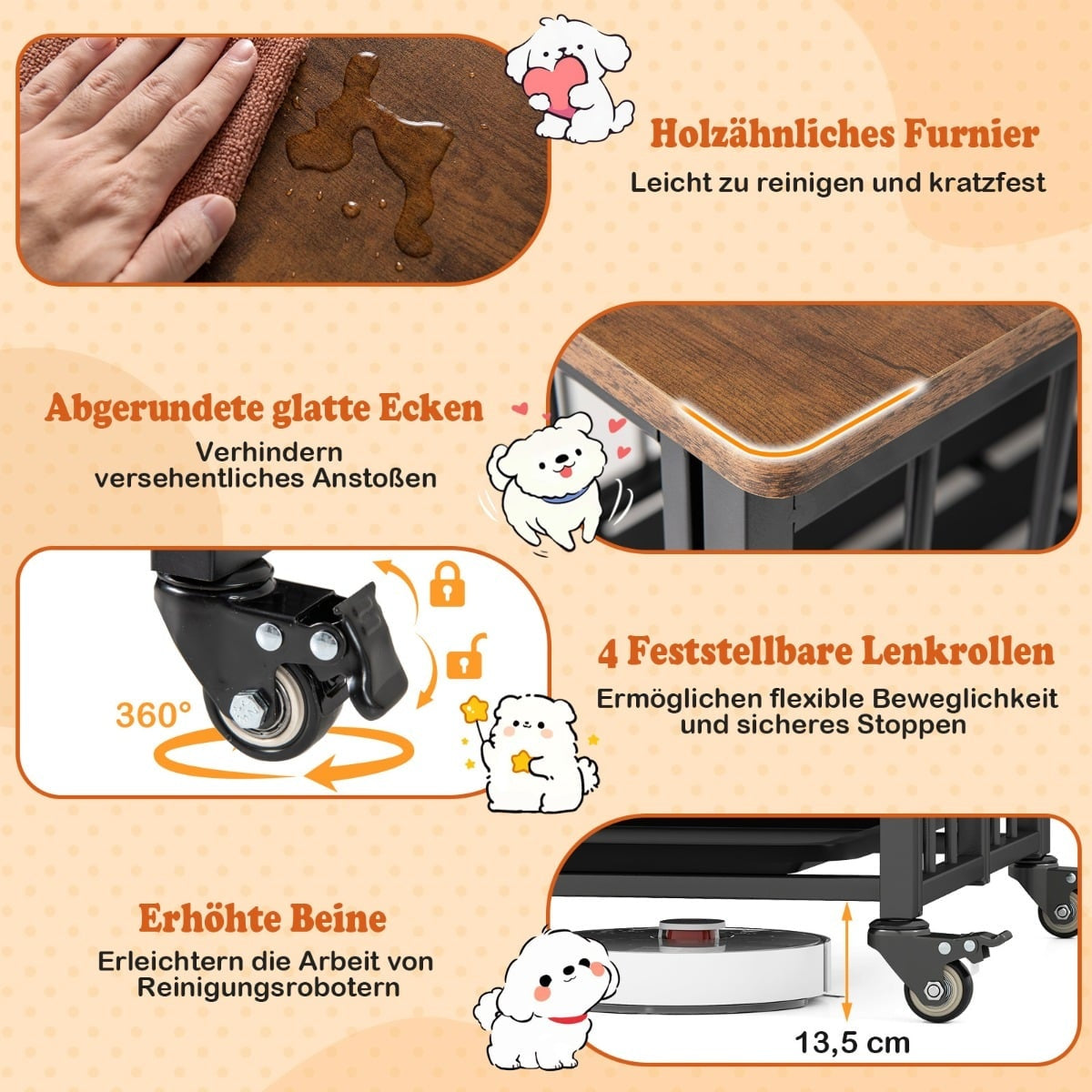 Foldable Dog Crate with Wheels & Removable Tray