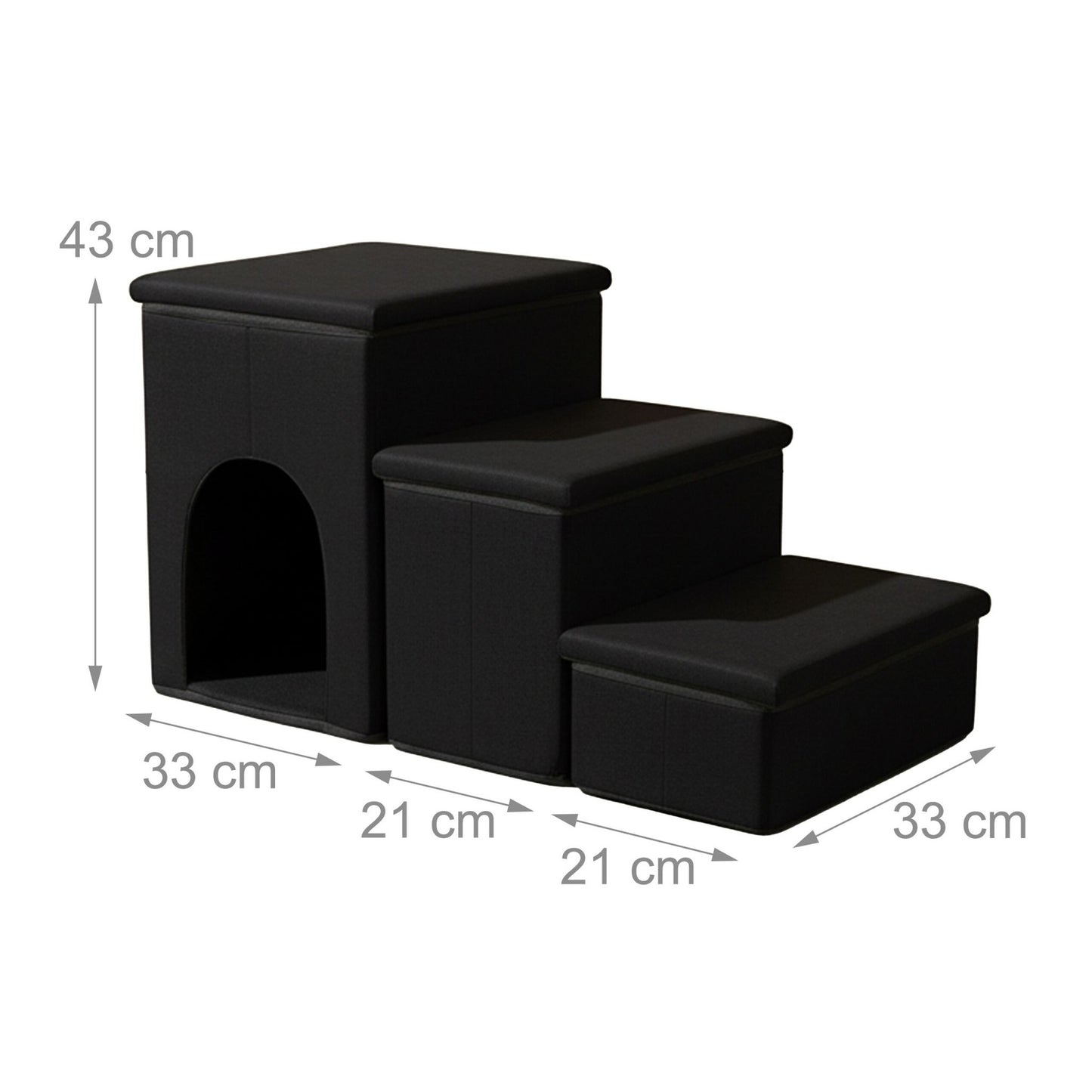 Foldable Dog Stairs, 3 Steps with Storage and Non-Slip Base