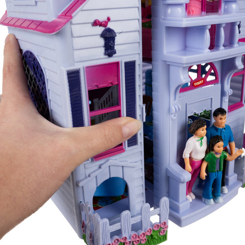 Foldable Dollhouse with 6 Rooms and Furniture Set