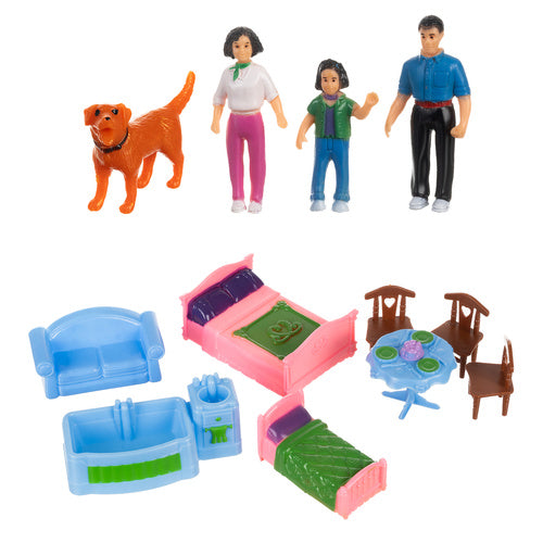 Foldable Dollhouse with 6 Rooms and Furniture Set