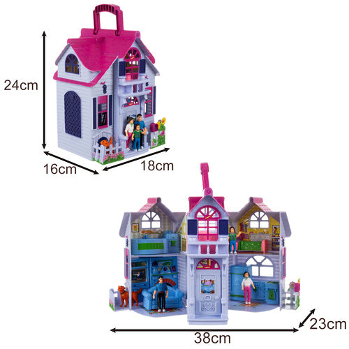 Foldable Dollhouse with 6 Rooms and Furniture Set