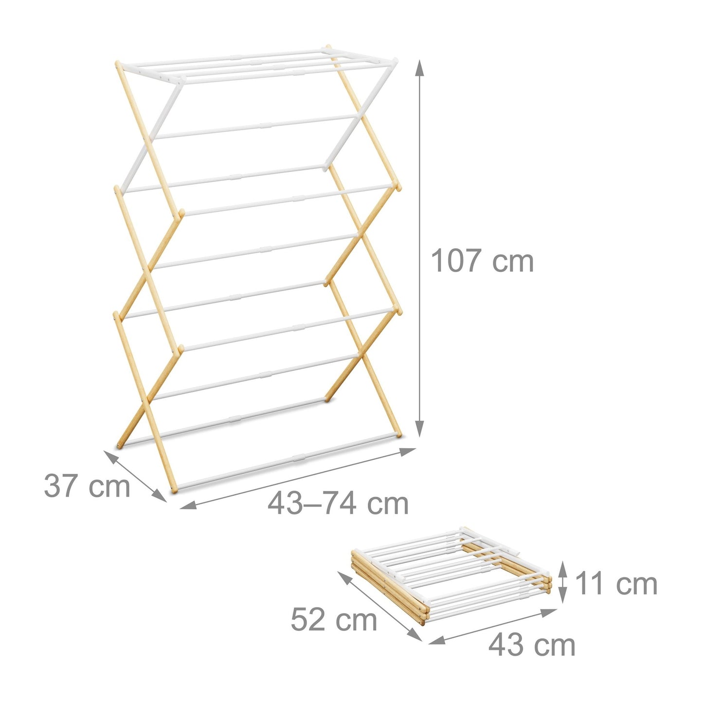 Foldable Drying Rack – Bamboo & Metal, 6 Tiers