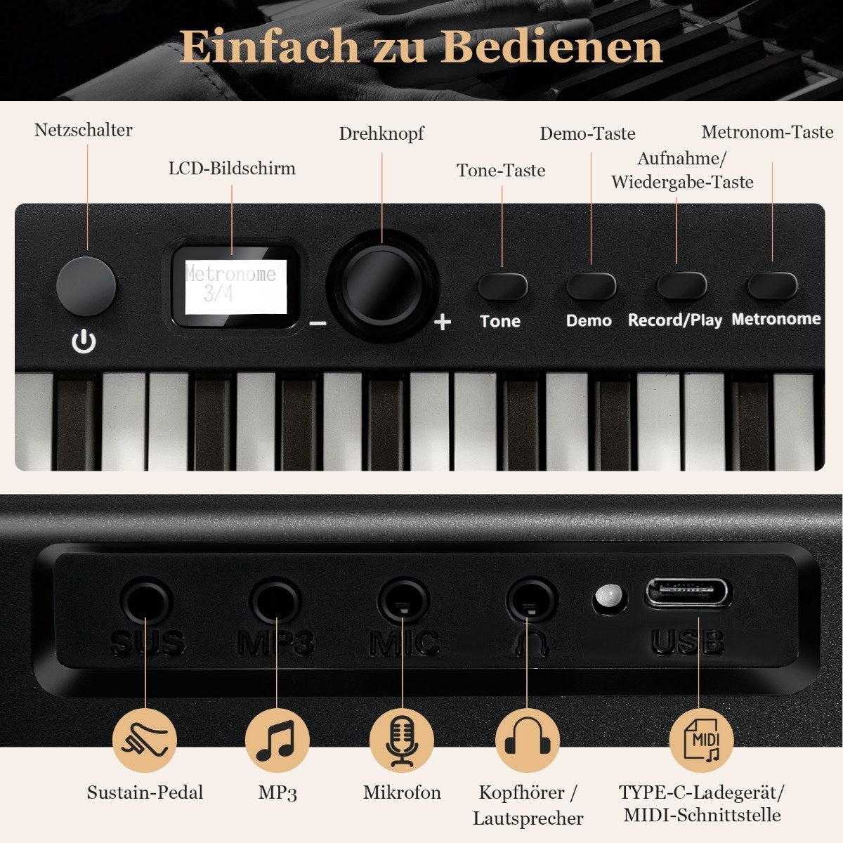 Foldable E-Keyboard Foldable with 88 Illuminated Keys Digital Keyboard Digital Keyboard Black